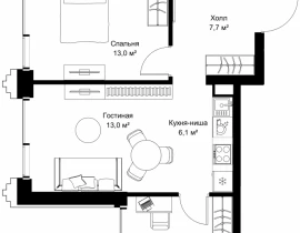 2-комнатная квартира, 54.8 м2 , 42 этаж, ул. Верейская, 29/32Д - фото 1
