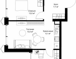 2-комнатная квартира, 54.8 м2 , 44 этаж, ул. Верейская, 29/32Д - фото 1