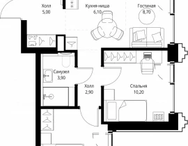 2-комнатная квартира, 54 м2 , 46 этаж, ул. Верейская, 29/32Д - фото 1
