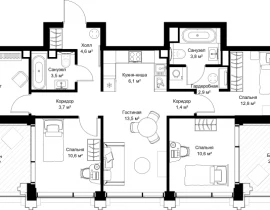 4-комнатная квартира, 92.6 м2 , 50 этаж, ул. Верейская, 29/32Д - фото 1