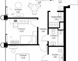 2-комнатная квартира, 60.6 м2 , 51 этаж, ул. Верейская, 29/32Д - фото 1