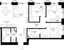 3-комнатная квартира, 80.2 м2 , 5 этаж, ул. Верейская, 29/32Д - фото 1