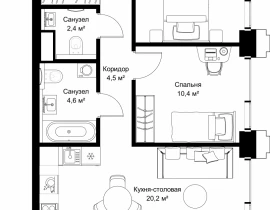 2-комнатная квартира, 58.1 м2 , 17 этаж, ул. Верейская, 29/32Д - фото 1