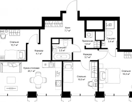 3-комнатная квартира, 81.4 м2 , 2 этаж, ул. Верейская, 29/32Д - фото 1