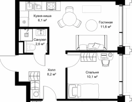 2-комнатная квартира, 57.7 м2 , 35 этаж, ул. Верейская, 29/32Д - фото 1