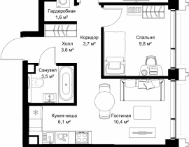 2-комнатная квартира, 57.4 м2 , 35 этаж, ул. Верейская, 29/32Д - фото 1