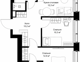 2-комнатная квартира, 53.5 м2 , 3 этаж, ул. Верейская, 29/32Д - фото 1
