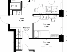 2-комнатная квартира, 53.9 м2 , 7 этаж, ул. Верейская, 29/32Д - фото 1