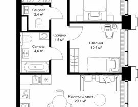 2-комнатная квартира, 58 м2 , 9 этаж, ул. Верейская, 29/32Д - фото 1