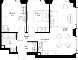 2-комнатная квартира, 60.47 м2 , 26 этаж, ул. Верейская, 29/32Д - фото 1