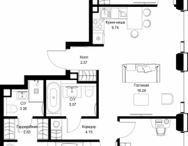 3-комнатная квартира, 90.53 м2 , 36 этаж, ул. Верейская, 29/32Д - фото 1