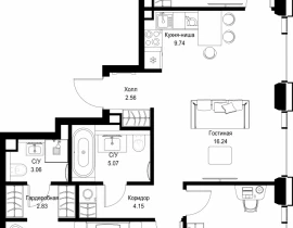 3-комнатная квартира, 90.24 м2 , 39 этаж, ул. Верейская, 29/32Д - фото 1
