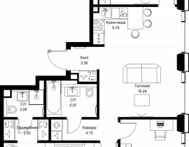 3-комнатная квартира, 90.24 м2 , 39 этаж, ул. Верейская, 29/32Д - фото 1