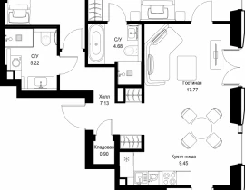 3-комнатная квартира, 98.27 м2 , 3 этаж, ул. Верейская, 29/32Д - фото 1