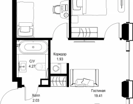 2-комнатная квартира, 58.75 м2 , 45 этаж, ул. Верейская, 29/32Д - фото 1