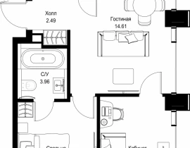 2-комнатная квартира, 50.9 м2 , 47 этаж, ул. Верейская, 29/32Д - фото 1