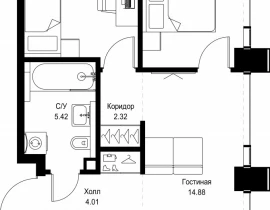 2-комнатная квартира, 52.73 м2 , 50 этаж, ул. Верейская, 29/32Д - фото 1