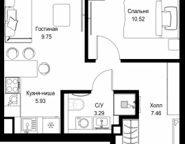 1-комнатная квартира, 36.95 м2 , 20 этаж, ул. Верейская, 29/32Д - фото 1