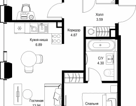 2-комнатная квартира, 59.27 м2 , 23 этаж, ул. Верейская, 29/32Д - фото 1