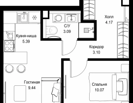 1-комнатная квартира, 35.26 м2 , 23 этаж, ул. Верейская, 29/32Д - фото 1