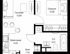 1-комнатная квартира, 37.28 м2 , 28 этаж, ул. Верейская, 29/32Д - фото 1