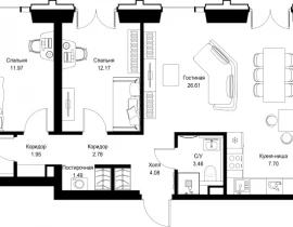 3-комнатная квартира, 102.66 м2 , 2 этаж, ул. Верейская, 29/32Д - фото 1