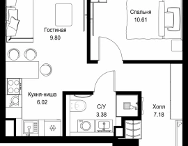 1-комнатная квартира, 36.99 м2 , 31 этаж, ул. Верейская, 29/32Д - фото 1