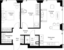 2-комнатная квартира, 61.17 м2 , 31 этаж, ул. Верейская, 29/32Д - фото 1