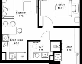 1-комнатная квартира, 36.99 м2 , 37 этаж, ул. Верейская, 29/32Д - фото 1
