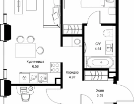 2-комнатная квартира, 61.36 м2 , 43 этаж, ул. Верейская, 29/32Д - фото 1