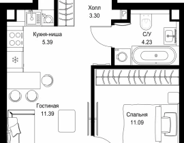 1-комнатная квартира, 35.4 м2 , 50 этаж, ул. Верейская, 29/32Д - фото 1
