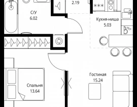 1-комнатная квартира, 42.12 м2 , 5 этаж, ул. Верейская, 29/32Д - фото 1