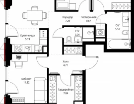 4-комнатная квартира, 102.07 м2 , 8 этаж, ул. Верейская, 29/32Д - фото 1