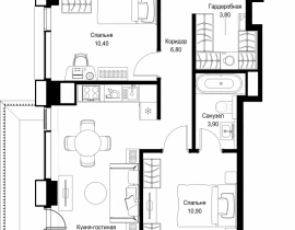 3-комнатная квартира, 74.9 м2 , 17 этаж, Вишневая, 7 - фото 1