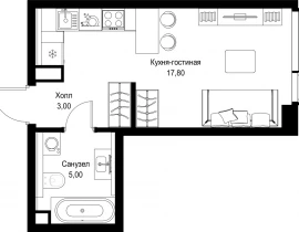 Квартира студия, 25.8 м2 , 19 этаж, Вишневая, 7 - фото 1