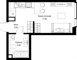 Квартира студия, 25.8 м2 , 27 этаж, Вишневая, 7 - фото 1