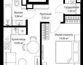 1-комнатная квартира, 35.81 м2 , 12 этаж, ул. Верейская, 29/42 - фото 1