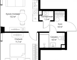 1-комнатная квартира, 34.2 м2 , 18 этаж, ул. Верейская, 29/35 - фото 1
