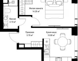 1-комнатная квартира, 34.89 м2 , 2 этаж, ул. Верейская, 29/42 - фото 1