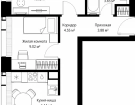 2-комнатная квартира, 57.08 м2 , 2 этаж, ул. Верейская, 29/42 - фото 1