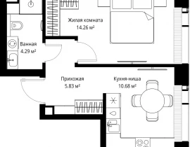 1-комнатная квартира, 35.06 м2 , 3 этаж, ул. Верейская, 29/42 - фото 1