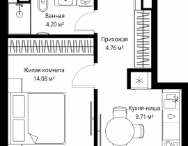 1-комнатная квартира, 32.75 м2 , 3 этаж, ул. Верейская, 29/42 - фото 1