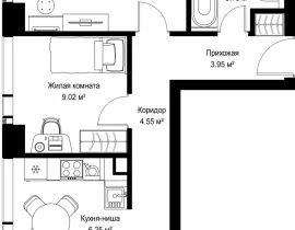 2-комнатная квартира, 57.47 м2 , 3 этаж, ул. Верейская, 29/42 - фото 1