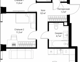 2-комнатная квартира, 67.9 м2 , 4 этаж, ул. Верейская, 29/35 - фото 1