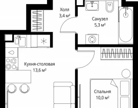 1-комнатная квартира, 32.3 м2 , 36 этаж, ул. Верейская, 29/35 - фото 1