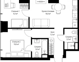 2-комнатная квартира, 52.5 м2 , 3 этаж, ул. Верейская, 29/35 - фото 1