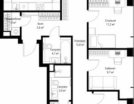 4-комнатная квартира, 107.2 м2 , 11 этаж, ул. Верейская, 29/35 - фото 1