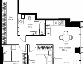 2-комнатная квартира, 66 м2 , 21 этаж, ул. Верейская, 29/35 - фото 1