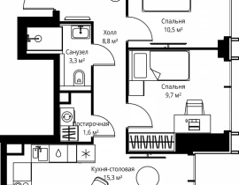 2-комнатная квартира, 49.2 м2 , 24 этаж, ул. Верейская, 29/35 - фото 1