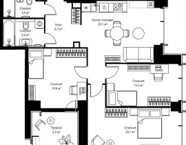 3-комнатная квартира, 87.5 м2 , 30 этаж, ул. Верейская, 29/35 - фото 1